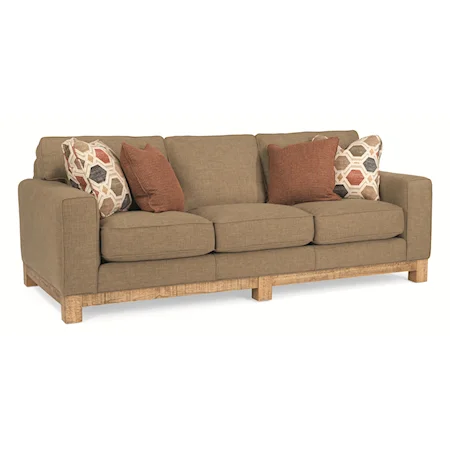 Contemporary Sofa with Exposed Wood Base